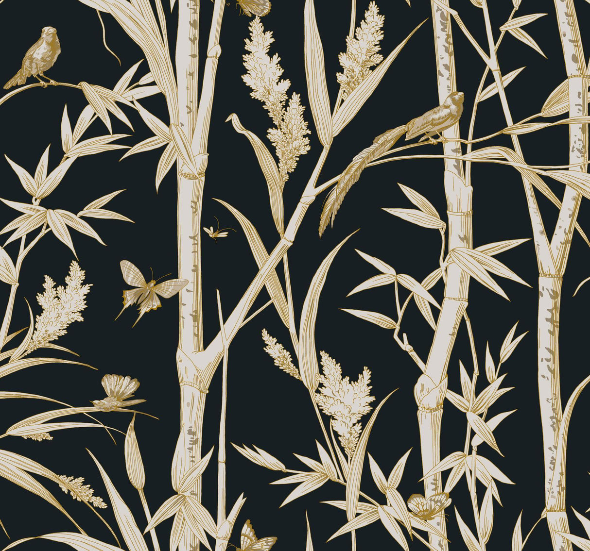 York Wallcoverings Bambou Toile Black Black Wallpaper