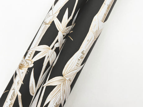 York Wallcoverings Bambou Toile Black Black Wallpaper
