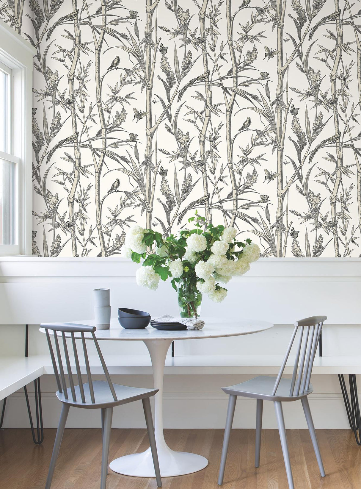 York Wallcoverings Bambou Toile White White Wallpaper
