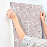 York Wallcoverings Passion Flower Toile Orchid Purple Wallpaper