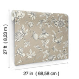 York Wallcoverings Passion Flower Toile Linen Brown Wallpaper