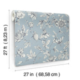 York Wallcoverings Passion Flower Toile Sky Blue Blue Wallpaper