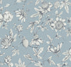 York Wallcoverings Passion Flower Toile Blue Wallpaper