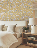 York Wallcoverings Passion Flower Toile Harvest Yellow Wallpaper