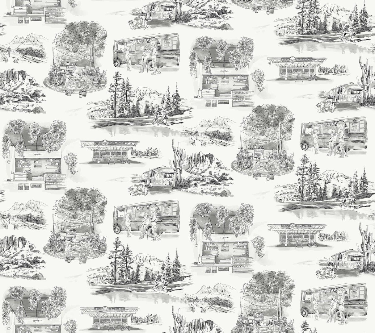 York Wallcoverings Modern Vista Toile Black Black Wallpaper