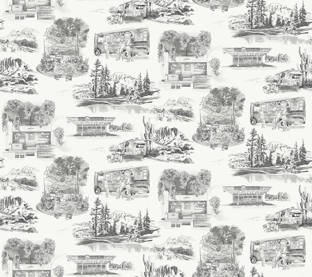 York Wallcoverings Modern Vista Toile Black Black Wallpaper