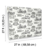 York Wallcoverings Modern Vista Toile Black Black Wallpaper