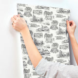 York Wallcoverings Modern Vista Toile Black Black Wallpaper