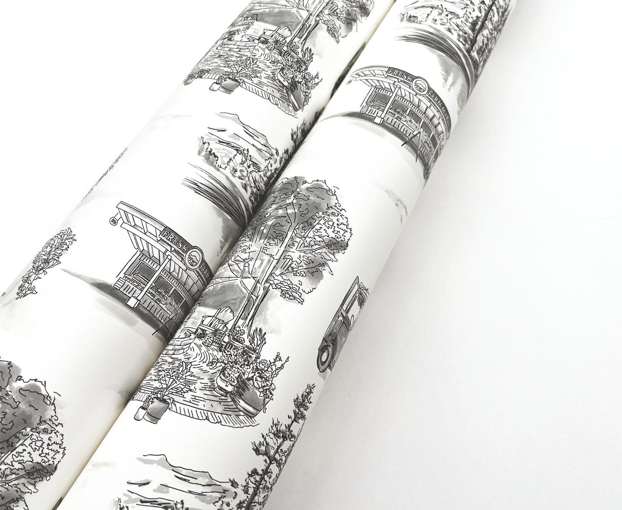 York Wallcoverings Modern Vista Toile Black Black Wallpaper