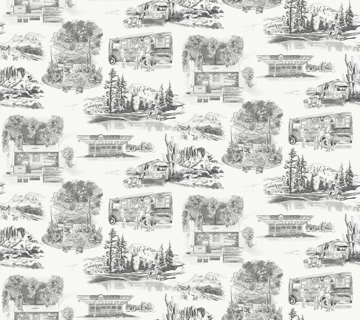 York Wallcoverings Modern Vista Toile Black Black Wallpaper