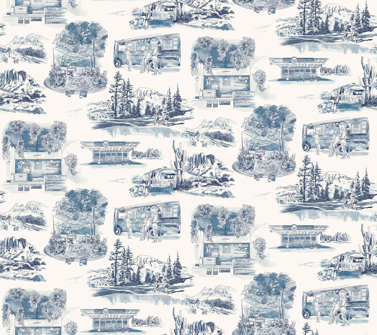 York Wallcoverings Modern Vista Toile Navy Blue Wallpaper