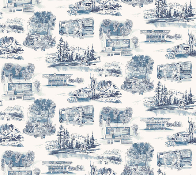 York Wallcoverings Modern Vista Toile Navy Blue Wallpaper