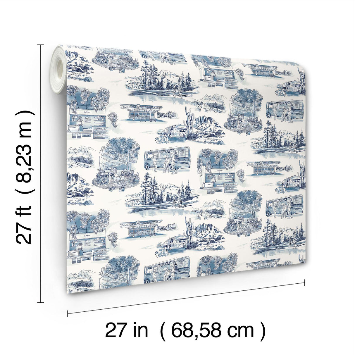 York Wallcoverings Modern Vista Toile Navy Blue Wallpaper