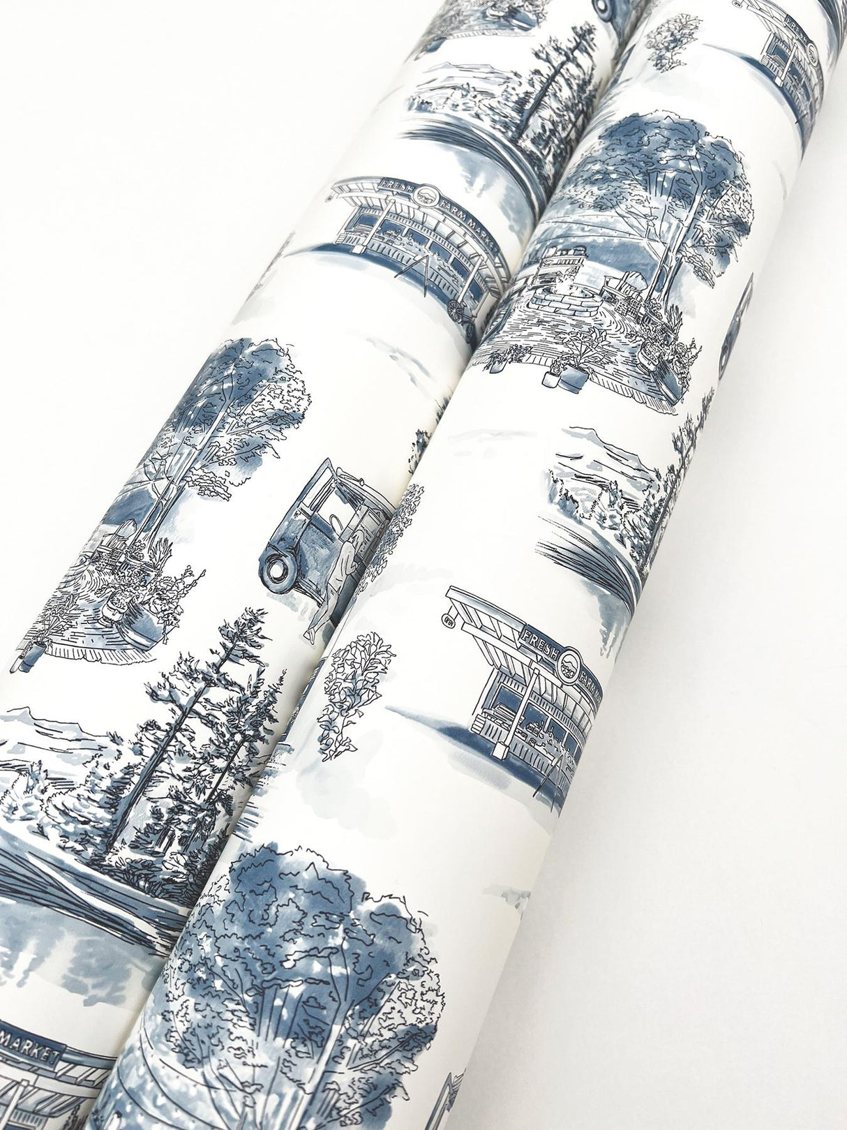 York Wallcoverings Modern Vista Toile Navy Blue Wallpaper