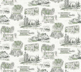 York Wallcoverings Modern Vista Toile Evergreen Green Wallpaper