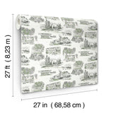 York Wallcoverings Modern Vista Toile Evergreen Green Wallpaper