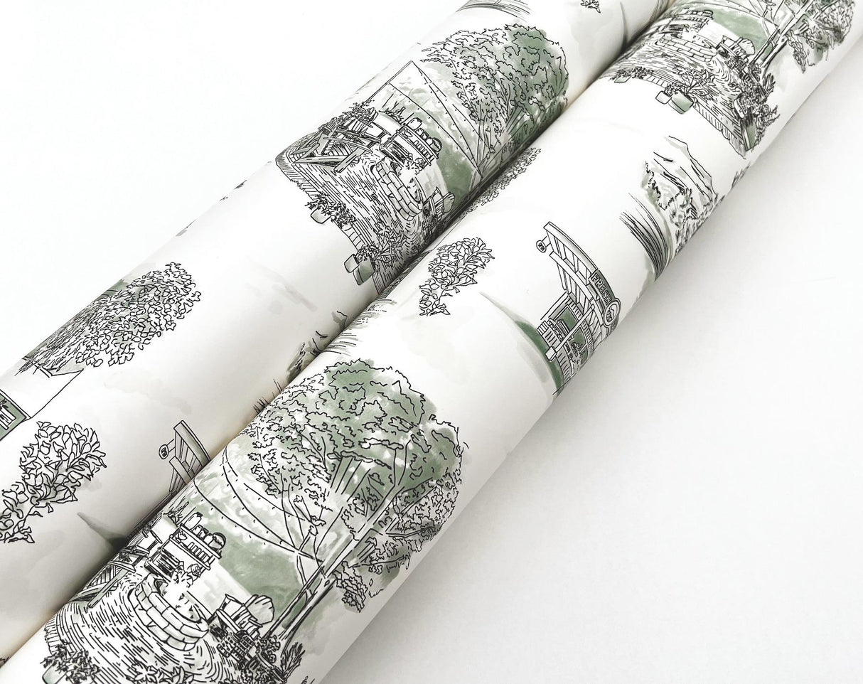 York Wallcoverings Modern Vista Toile Evergreen Green Wallpaper