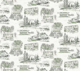 York Wallcoverings Modern Vista Toile Evergreen Green Wallpaper