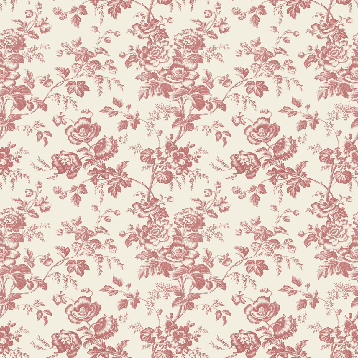 York Wallcoverings Anemone Toile French Red Red Wallpaper