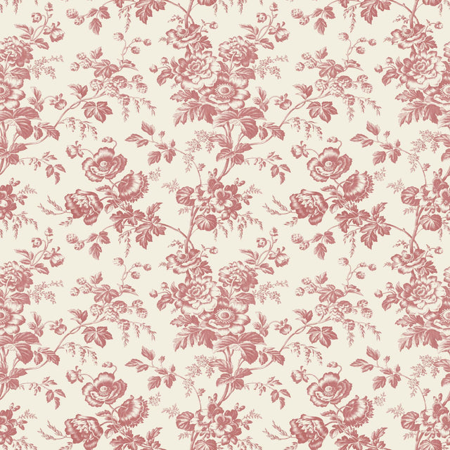 York Wallcoverings Anemone Toile French Red Red Wallpaper