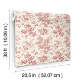 York Wallcoverings Anemone Toile French Red Red Wallpaper