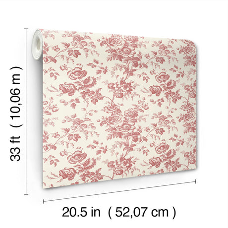 York Wallcoverings Anemone Toile French Red Red Wallpaper
