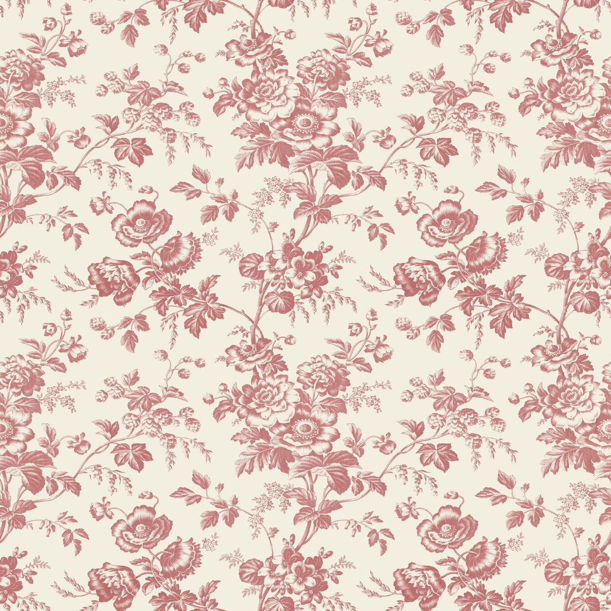 York Wallcoverings Anemone Toile French Red Red Wallpaper
