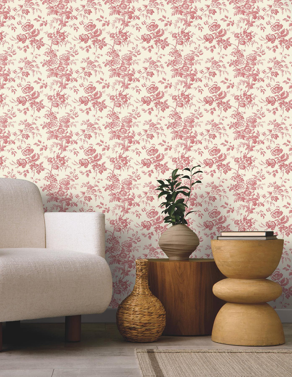 York Wallcoverings Anemone Toile French Red Wallpaper – DecoratorsBest