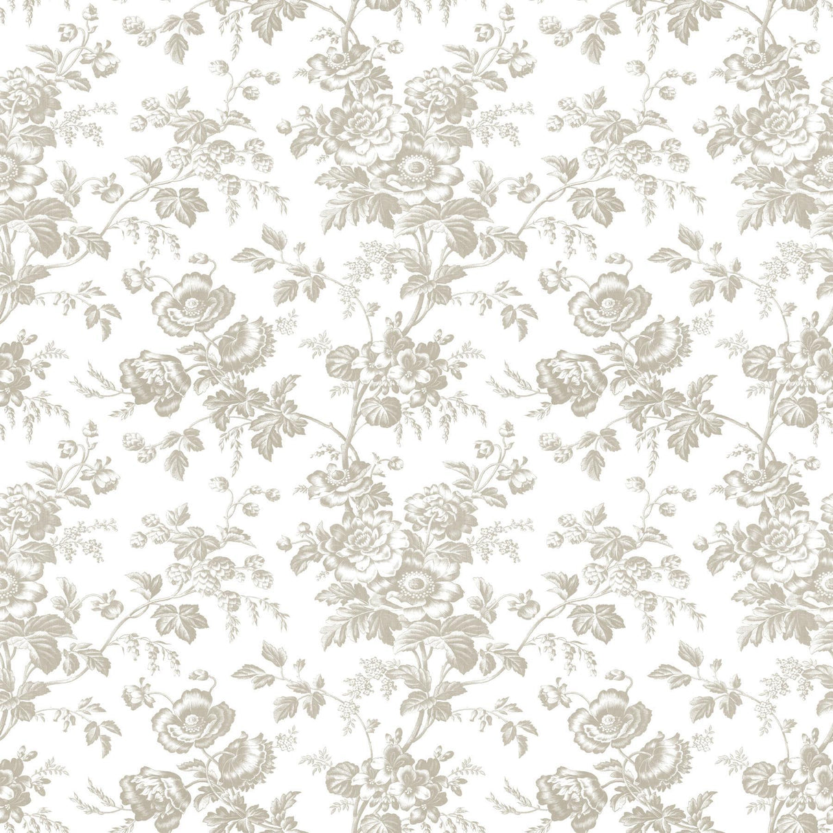 York Wallcoverings Anemone Toile Taupe Beige Wallpaper