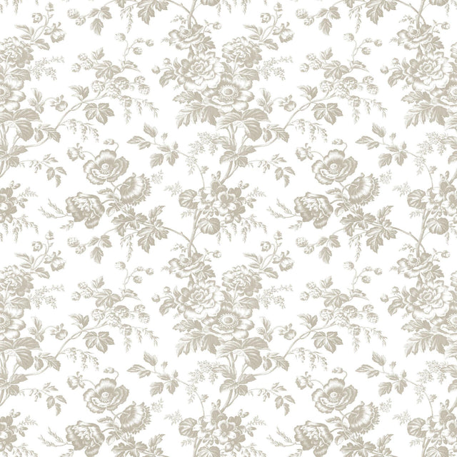 York Wallcoverings Anemone Toile Taupe Beige Wallpaper