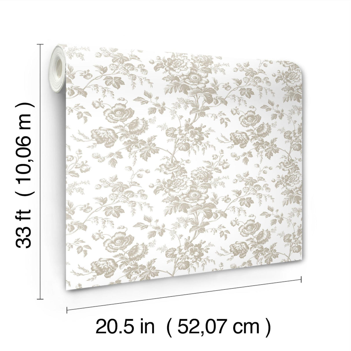 York Wallcoverings Anemone Toile Taupe Beige Wallpaper