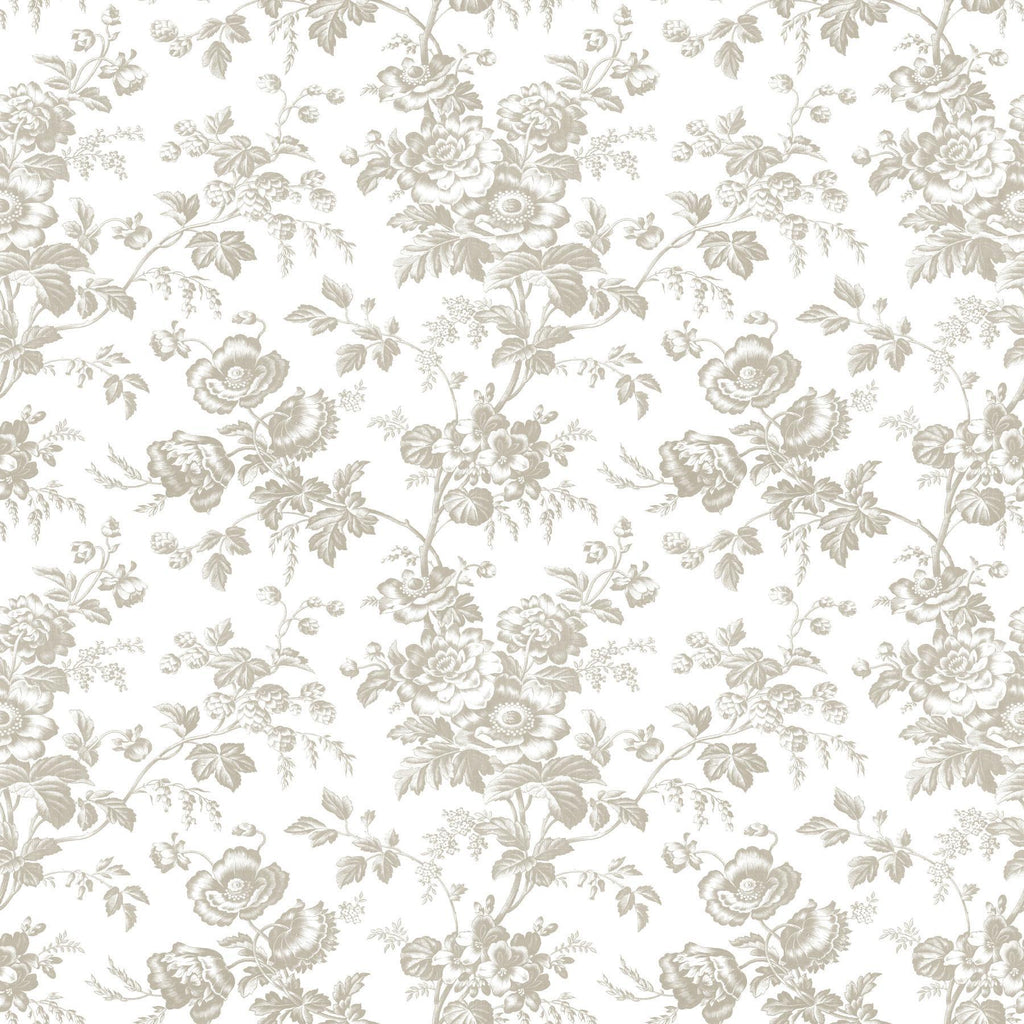 York Wallcoverings Anemone Toile Taupe Beige Wallpaper