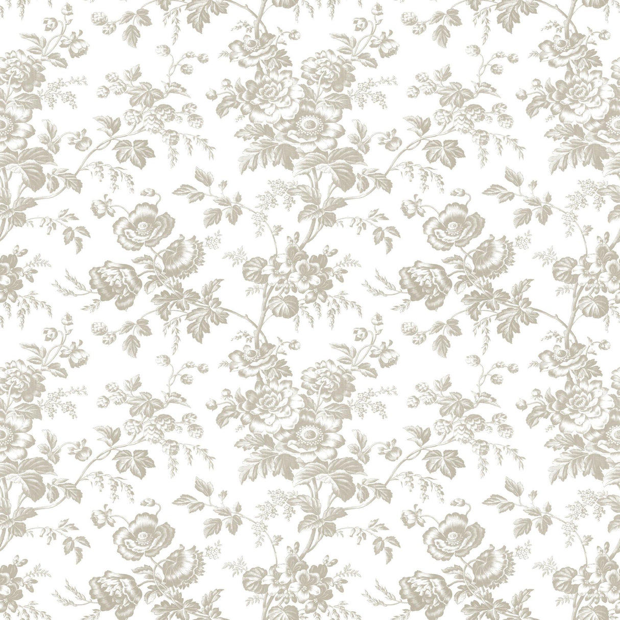York Wallcoverings Anemone Toile Taupe Beige Wallpaper