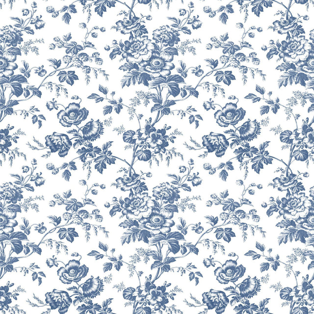 York Wallcoverings Anemone Toile Navy Blue Wallpaper