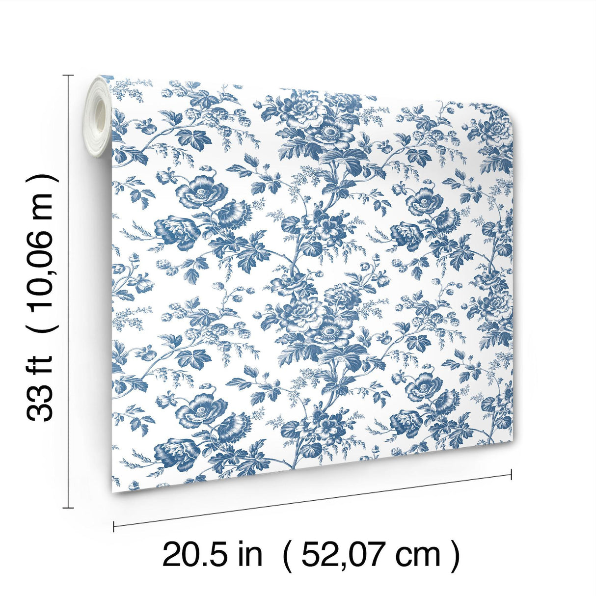 York Wallcoverings Anemone Toile Navy Blue Wallpaper