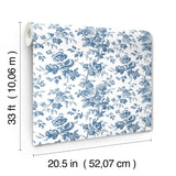 York Wallcoverings Anemone Toile Navy Blue Wallpaper