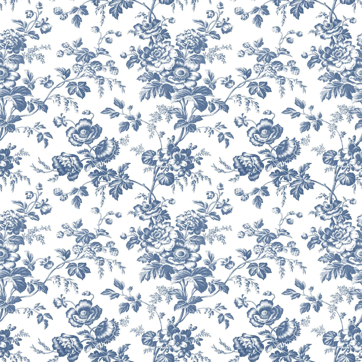 York Wallcoverings Anemone Toile Navy Blue Wallpaper
