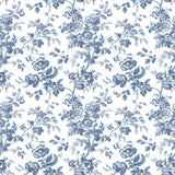 York Wallcoverings Anemone Toile Navy Blue Wallpaper