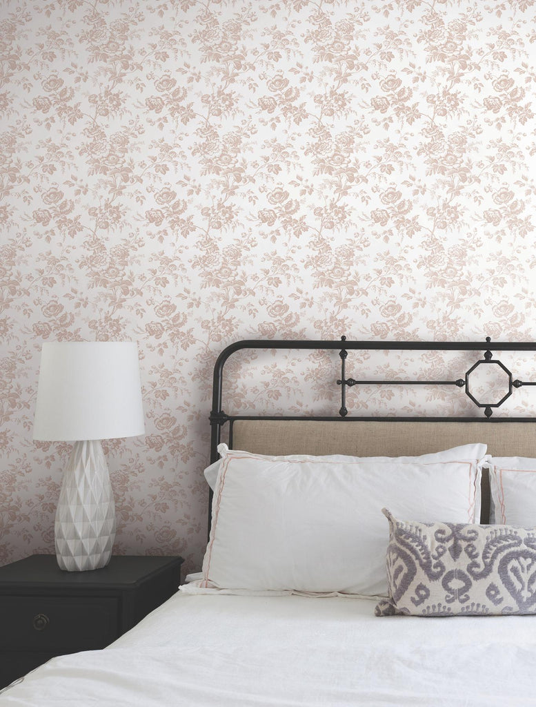 York Wallcoverings Anemone Toile Blush Pink Wallpaper