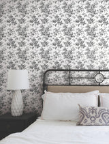 York Wallcoverings Anemone Toile Black Black Wallpaper