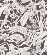 York Wallcoverings Orchid Conservatory Toile Mulberry Purple Wallpaper