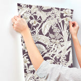 York Wallcoverings Orchid Conservatory Toile Mulberry Purple Wallpaper