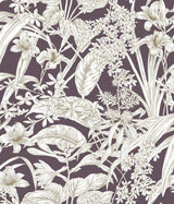 York Wallcoverings Orchid Conservatory Toile Mulberry Purple Wallpaper