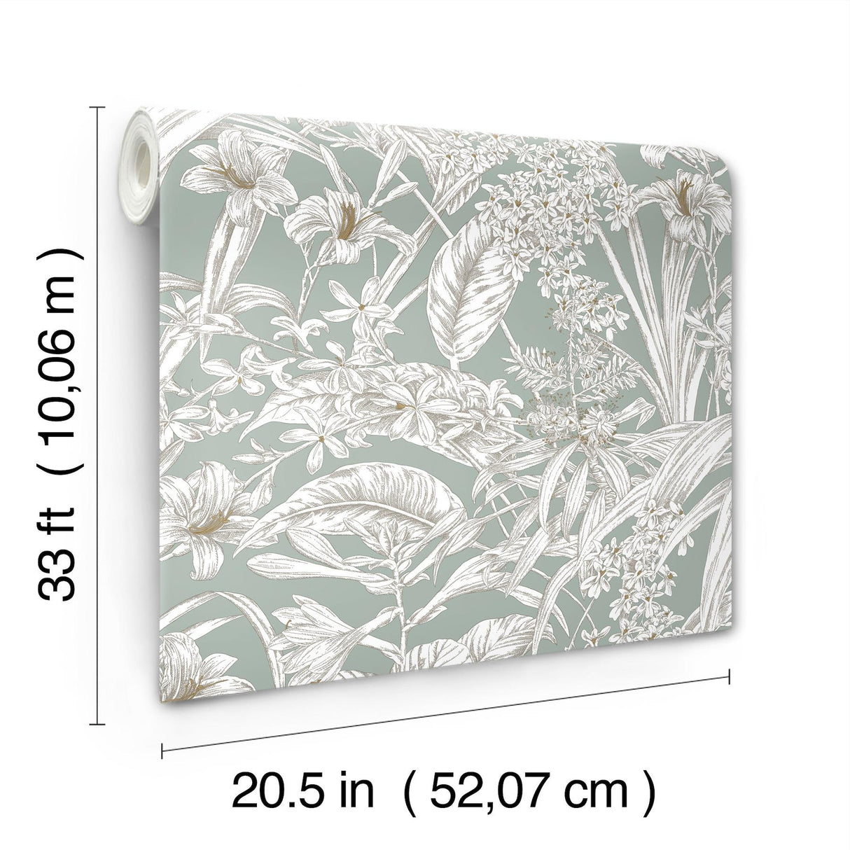 York Wallcoverings Orchid Conservatory Toile Seamist And Taupe Blue Wallpaper