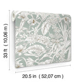 York Wallcoverings Orchid Conservatory Toile Seamist And Taupe Blue Wallpaper