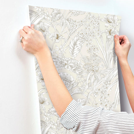 York Wallcoverings Orchid Conservatory Toile Beige And Taupe Beige Wallpaper