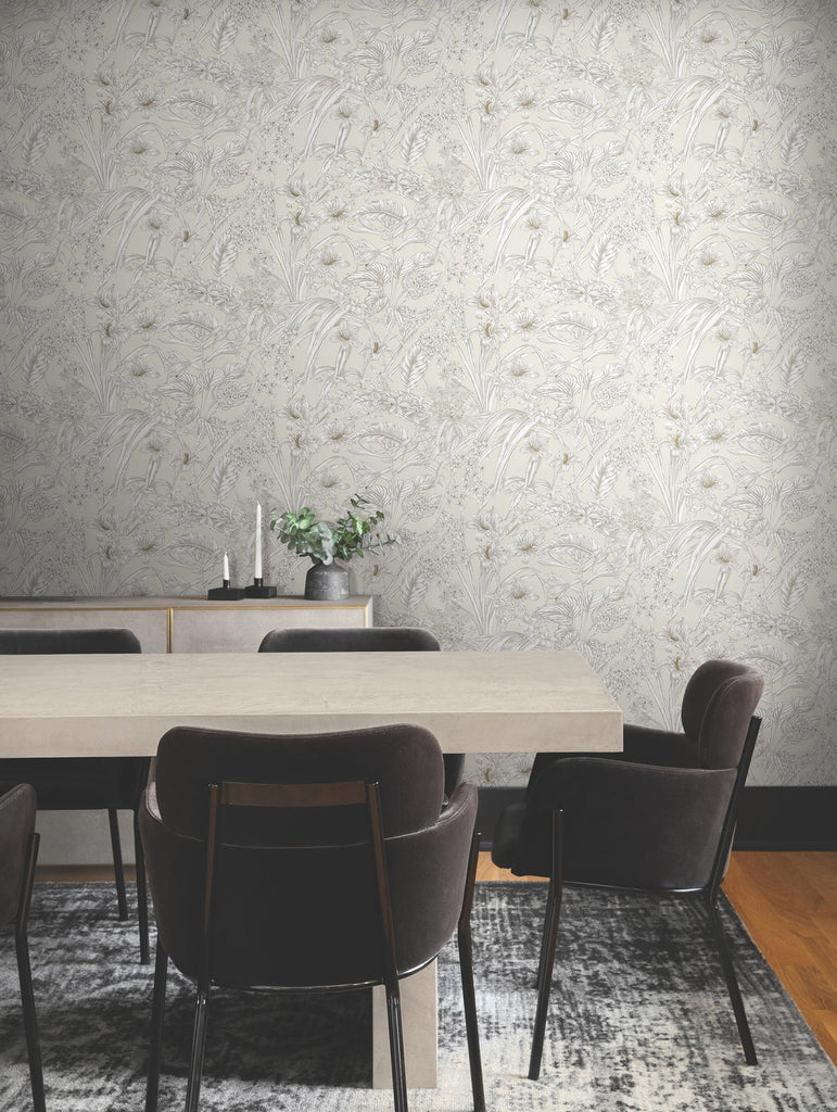 York Wallcoverings Orchid Conservatory Toile Beige And Taupe Beige Wallpaper