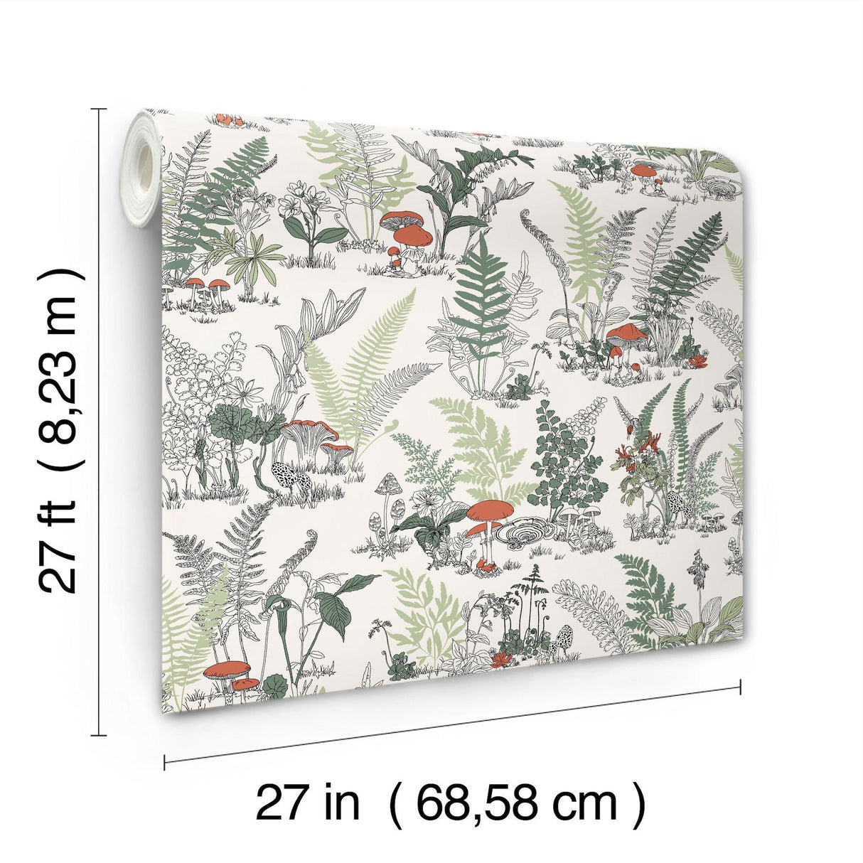 York Wallcoverings Mushroom Garden Toile Red And Green White Wallpaper