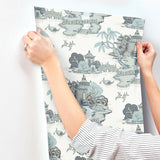 York Wallcoverings Pagoda And Sampan Scenic Seamist White Wallpaper