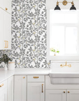 York Wallcoverings Limoncello Toile Black Grey Wallpaper